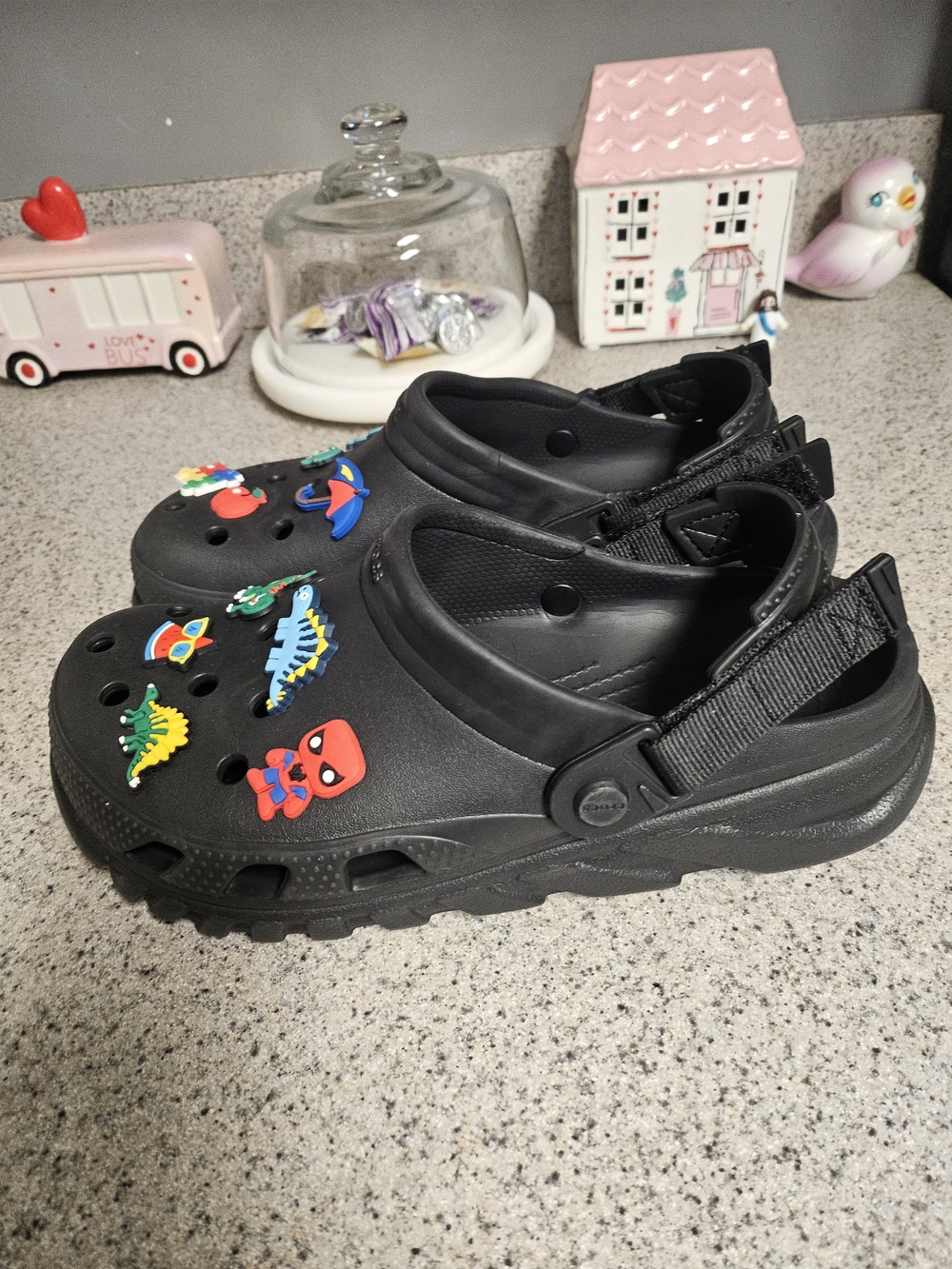 Crocs Black Clog Sandals with Fun Charms